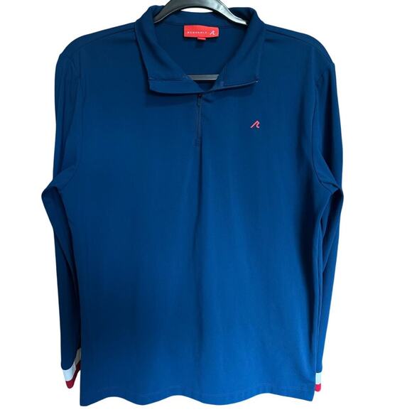 Redvanly Hubbard Quarter Zip Pullover Tuxedo Stripe Blue Red White Size Small - Picture 7 of 15